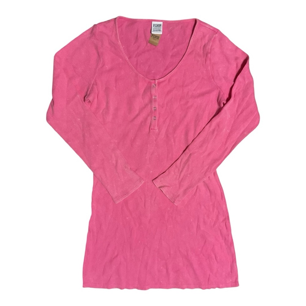NWT Victoria’s Secret PINK Ribbed Pink Skater Long Sleeve Dress XXL